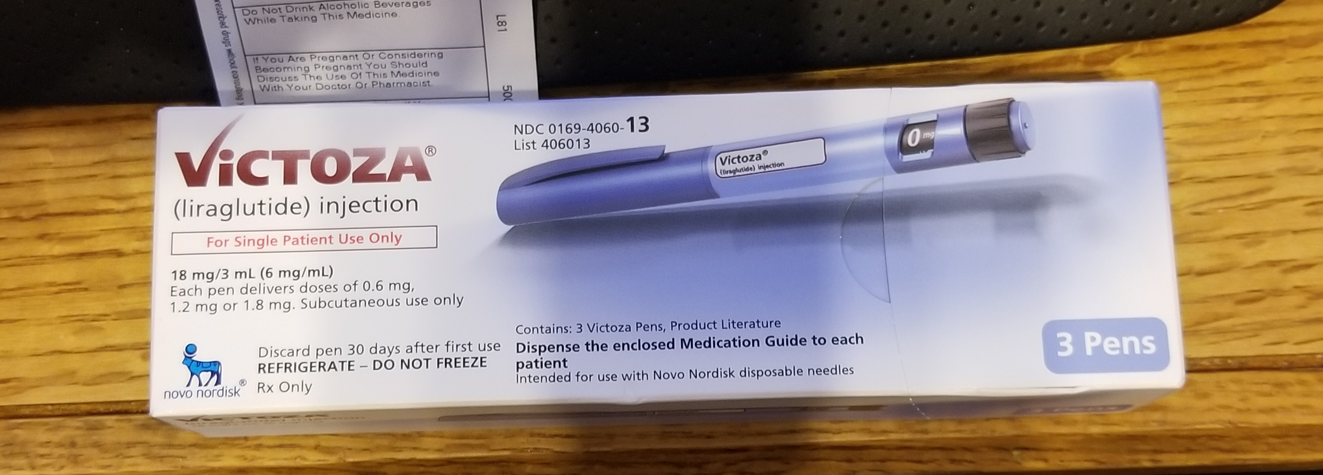 I have 4 packages of Victoza to donate. Each package contains 3 pens